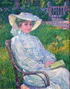 Theo Van Rysselberghe Lady in White - Portrait of Mrs. Theo Van Rysselberghe oil painting
